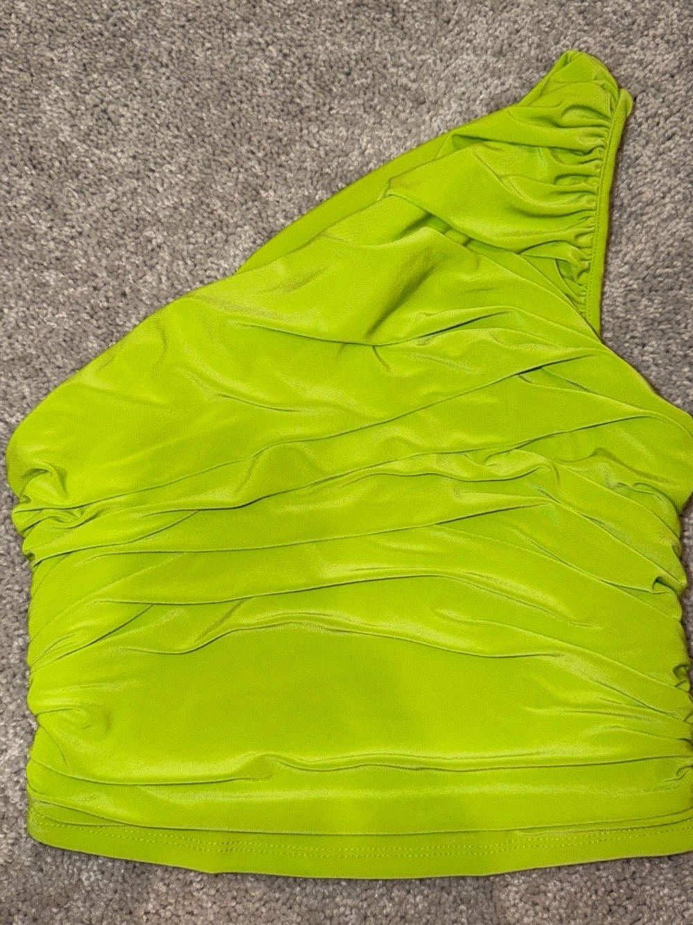 Express One-Shoulder Ruched Crop Top - Neon Green